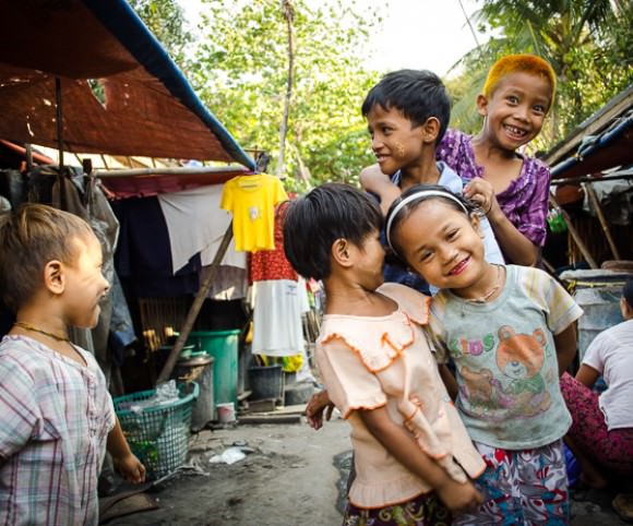 kids playing in the street in Myawaddy, Myanmar (Burma)